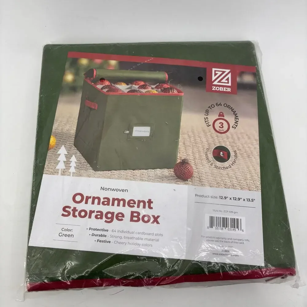 Zober Ornament Storage Box Green Organization Christmas Holiday Home